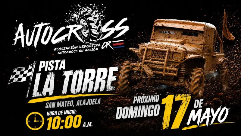 Que hacer hoy en Costa Rica: Viví toda la adrenalina del Autocross CR en Pista La Torre con barro, velocidad y acción off road en San Mateo.