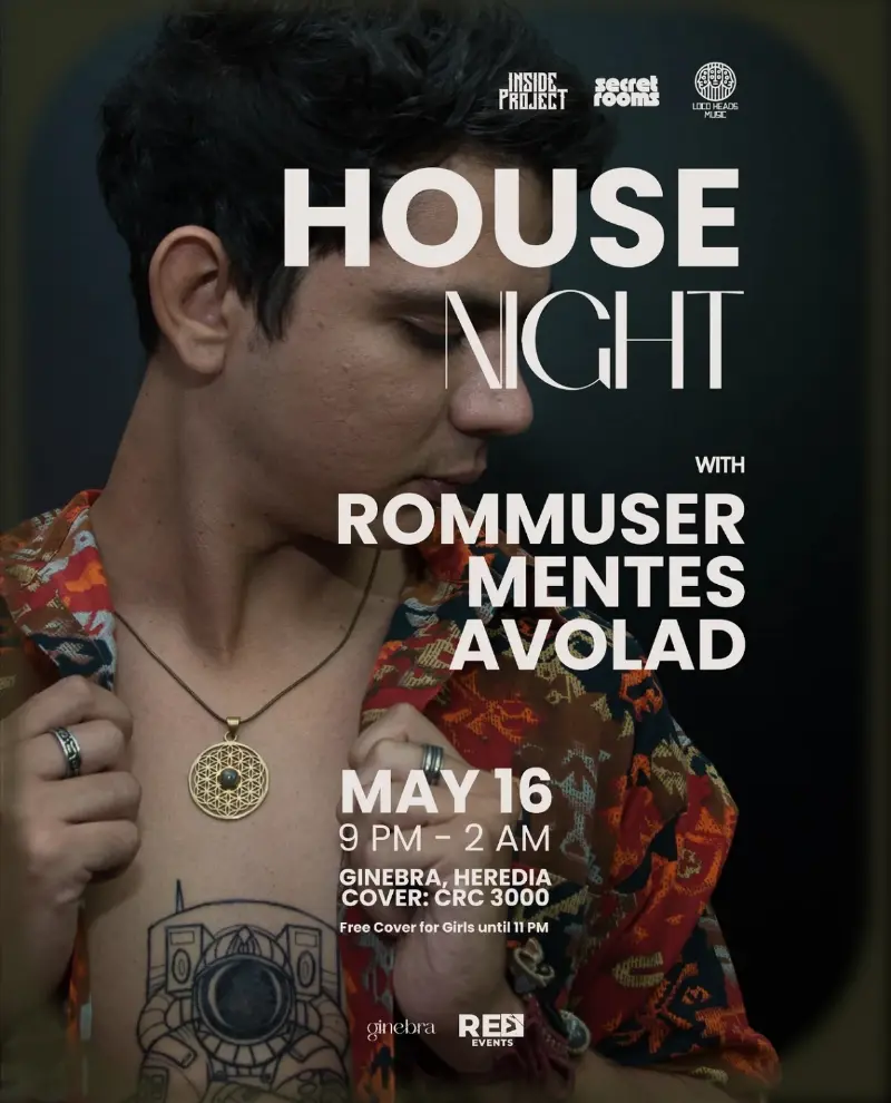 Que hacer hoy en Costa Rica: Disfrutá una noche de música house con Rommuser, Mentes A Volad y más en Ginebra, Heredia.