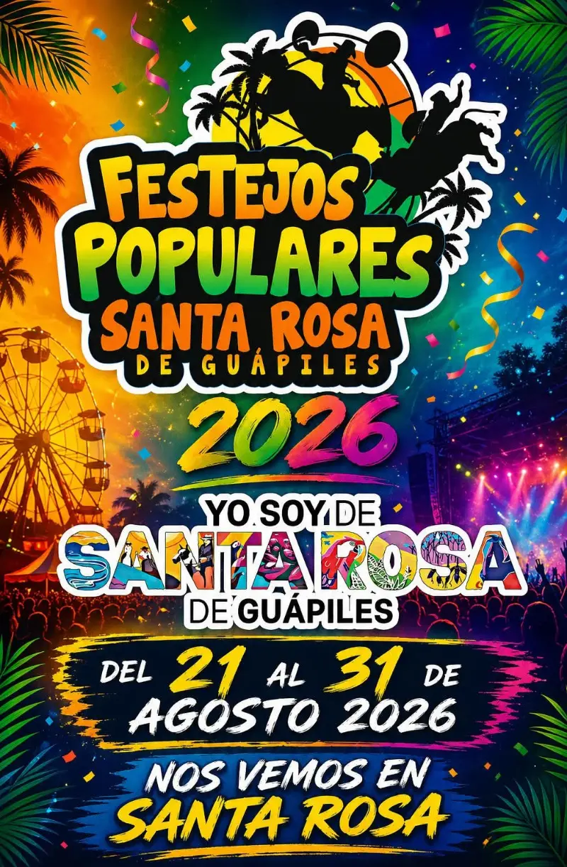 Que hacer hoy en Costa Rica: Regresan los tradicionales Festejos Populares Santa Rosa de Guápiles con montas, música, comida típica y actividades para toda la familia.
