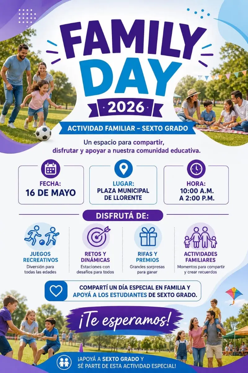 Que hacer hoy en Costa Rica: Disfrutá de un día familiar con juegos, rifas, dinámicas y actividades recreativas para apoyar a los estudiantes de sexto grado.