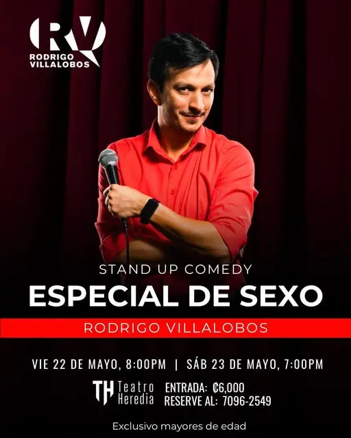 Disfrutá una noche de stand up comedy para adultos con Rodrigo Villalobos y su Especial de Sexo.