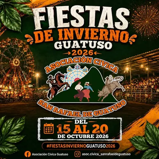 Que hacer hoy en Costa Rica: Viví las Fiestas de Invierno Guatuso 2026 con música, rodeos, tope y diversión para toda la familia.