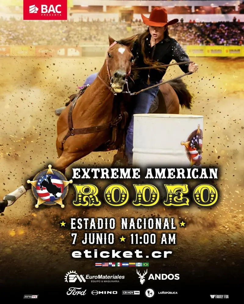 Que hacer hoy en Costa Rica: El Extreme American Rodeo 2026 llegará al Estadio Nacional con barriles, velocidad y un espectáculo lleno de adrenalina y tradición.