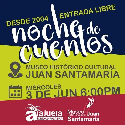 Que hacer hoy en Costa Rica: La tradicional Noche de Cuentos regresa al Museo Histórico Cultural Juan Santamaría con una velada gratuita llena de narración y cultura.