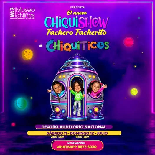 Que hacer hoy en Costa Rica: Disfrute de una aventura fuera de este mundo con el nuevo Chiquishow Fachero Facherito de Chiquiticos, un espectáculo familiar lleno de diversión, música y sorpresas.