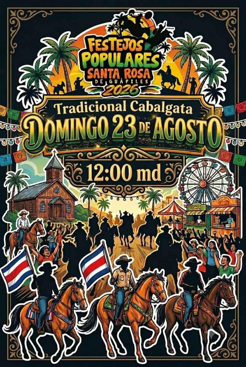 Que hacer hoy en Costa Rica: Disfruta de una tarde llena de tradición, caballos y ambiente familiar durante la Tradicional Cabalgata de los Festejos Populares Santa Rosa de Guápiles 2026.