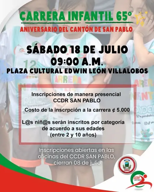 Que hacer hoy en Costa Rica: Una carrera especial para niños de 2 a 10 años, llena de energía, diversión y celebración.