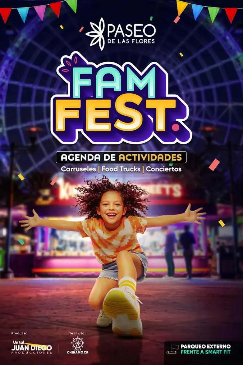 Que hacer hoy en Costa Rica: Viví conciertos, carruseles, foodtrucks y diversión familiar gratis en Fam Fest 2026.