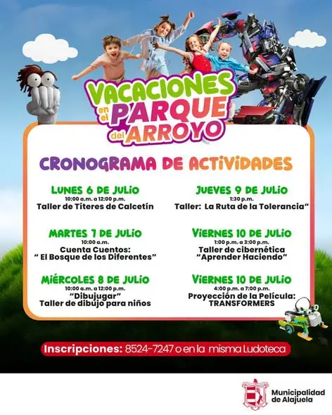 Que hacer hoy en Costa Rica: Una semana llena de talleres, cuentos, dibujo, cibernética y cine para niños en el Parque del Arroyo.