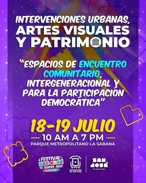 Que hacer hoy en Costa Rica: Festival de arte urbano y patrimonio con actividades culturales para toda la comunidad en el Parque La Sabana.