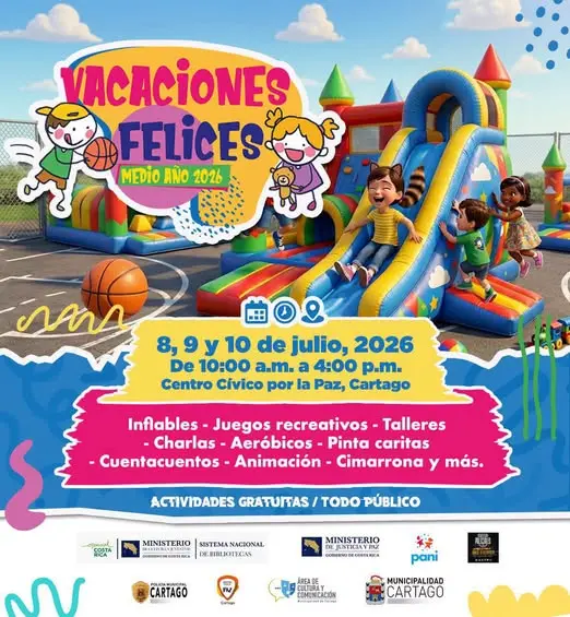 Que hacer hoy en Costa Rica: Tres días de actividades gratuitas para toda la familia con inflables, talleres, aeróbicos y mucho más en el Centro Cívico de Cartago.