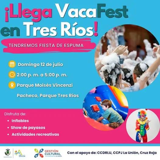 Que hacer hoy en Costa Rica: Tarde de inflables, fiesta de espuma y show de payasos para toda la familia en el Parque Moisés Vincenzi.