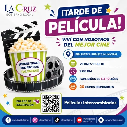 Que hacer hoy en Costa Rica: Disfrutá una tarde de cine gratis con la película Intercambiados, para niños de 6 a 10 años en La Cruz.