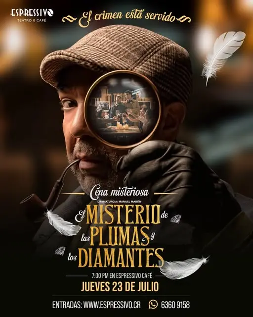 Que hacer hoy en Costa Rica: Una noche única donde el teatro, el misterio y una cena de tres tiempos se fusionan en una experiencia inolvidable.