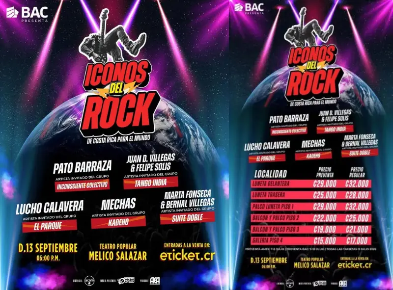 Que hacer hoy en Costa Rica: Una noche épica de rock costarricense con los mejores artistas del género en el Melico Salazar.