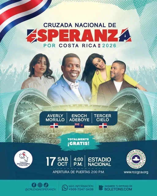 Evento gratuito de fe y música con Averly Morillo, Tercer Cielo y Enoch Adeboye en el Estadio Nacional.