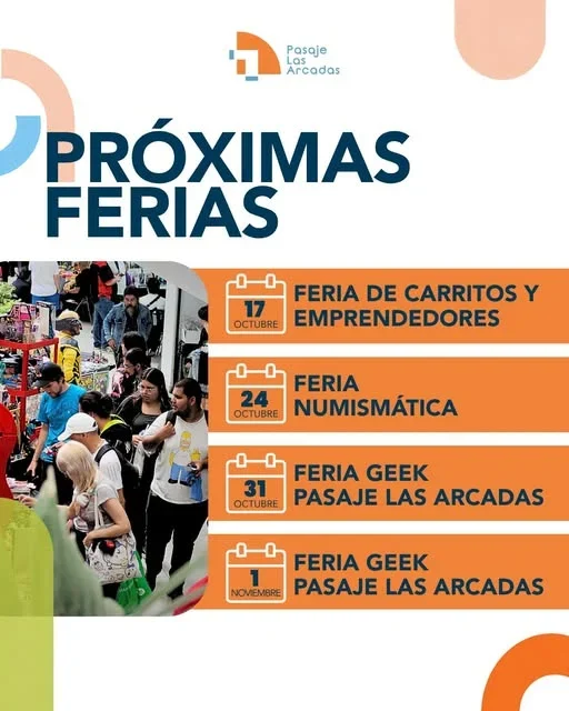 Disfruta y apoya emprendimientos locales en Pasaje Las Arcadas con la Feria de Carritos y Emprendedores.