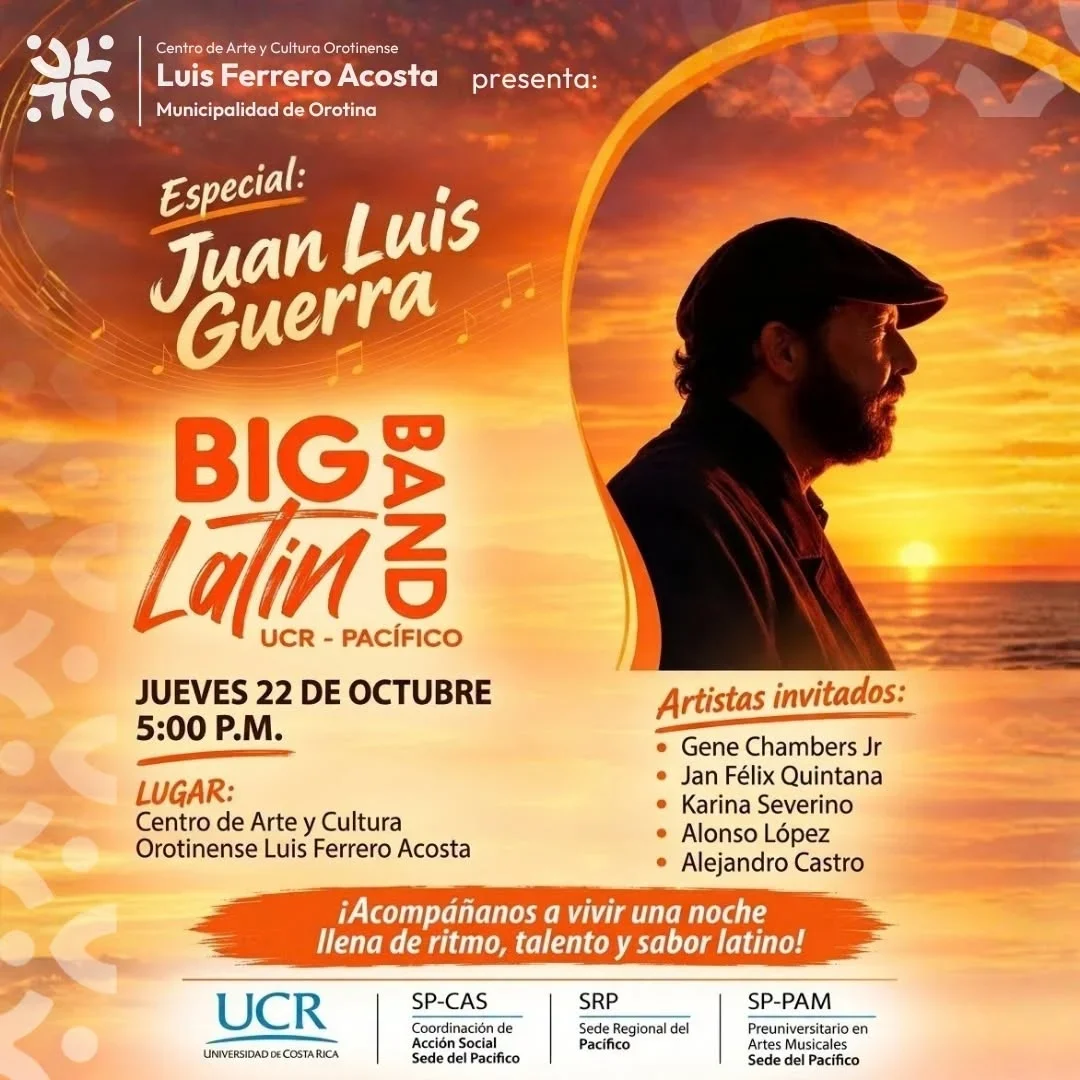 Disfruta una noche de ritmo y sabor latino con la Big Band Latin UCR-Pacífico y artistas invitados en Orotina.