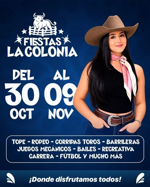 Fiestas tradicionales con rodeo, corridas de toros, bailes, juegos mecánicos y actividades recreativas.