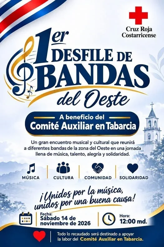 Desfile de bandas en Tabarcia a beneficio del Comité Auxiliar; un encuentro musical y cultural que reunirá agrupaciones de la zona oeste.