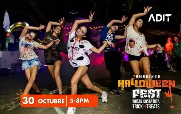 Festival de Halloween en Tamarindo con concurso de disfraces, casa del terror, Tama Market y competencia de baile estilo Wednesday con premio en efectivo.