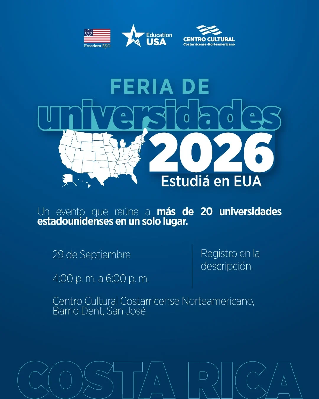Evento con más de 20 universidades estadounidenses para conocer sobre estudios, becas y financiamiento en EE.UU.