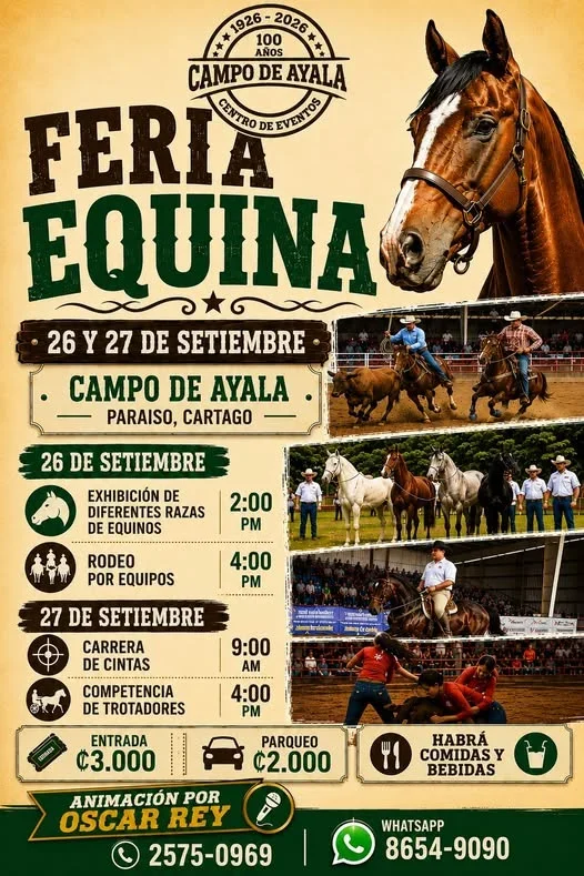 Disfruta dos días de tradición, competencias y diversión familiar con caballos en Campo de Ayala, Paraíso, Cartago.
