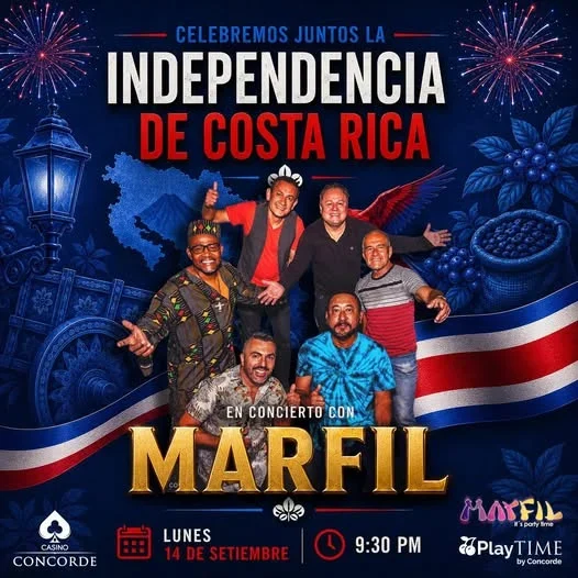 Concierto especial para celebrar la Independencia de Costa Rica el lunes 14 de septiembre a las 9:30 PM.