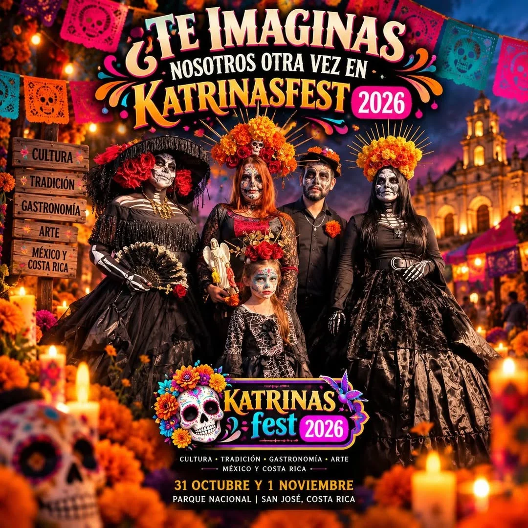 Evento cultural que celebra el Día de Muertos con tradiciones, gastronomía y arte de México y Costa Rica en San José.