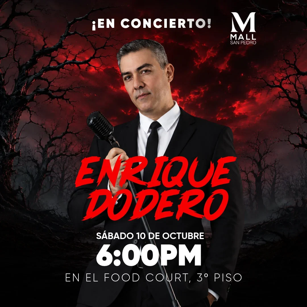 Disfruta de la presentación en vivo de Enrique Dodero el 10 de octubre en el Food Court del Mall San Pedro.