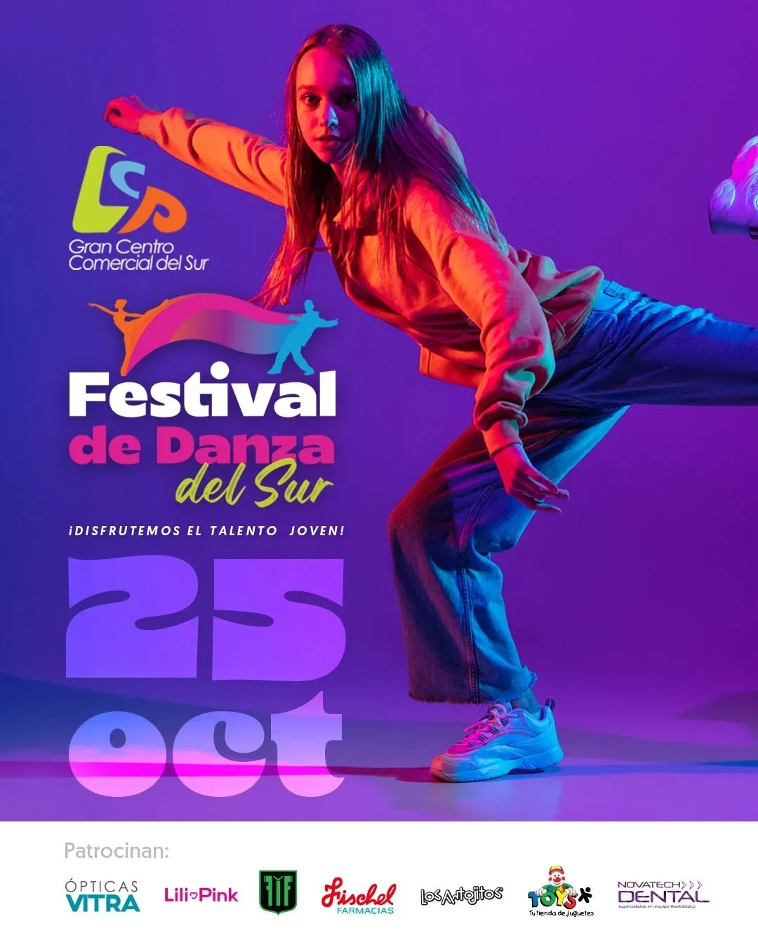 Evento de danza con talento de niños y jóvenes del sur de San José en el Gran Centro Comercial del Sur.