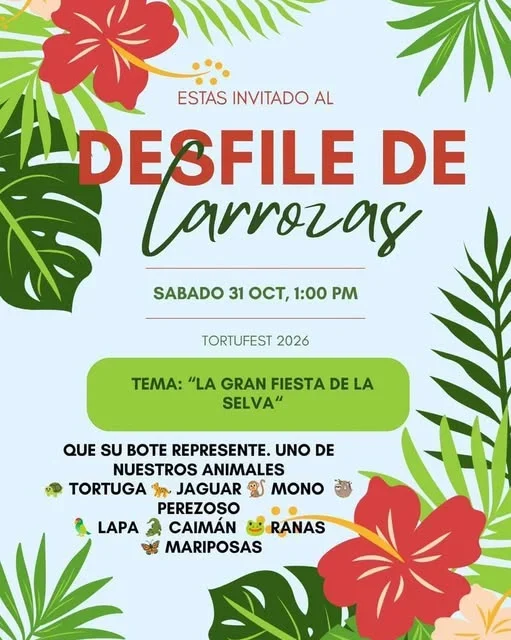 Desfile de carrozas con el tema 'La Gran Fiesta de la Selva' el 31 de octubre a la 1:00 PM.