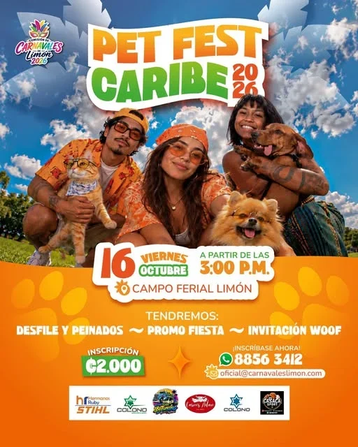 Evento para disfrutar con mascotas en Limón con desfile, peinados y fiesta.