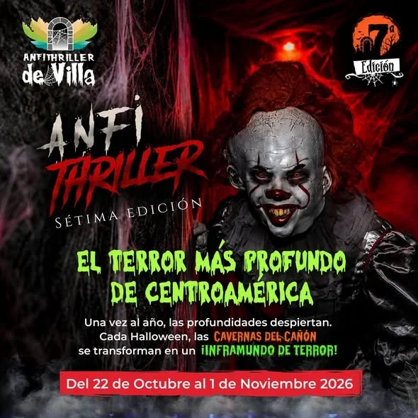 Evento de terror subterráneo en las Cavernas del Cañón con recorrido extenso, actores y efectos especiales del 22 de octubre al 1 de noviembre.