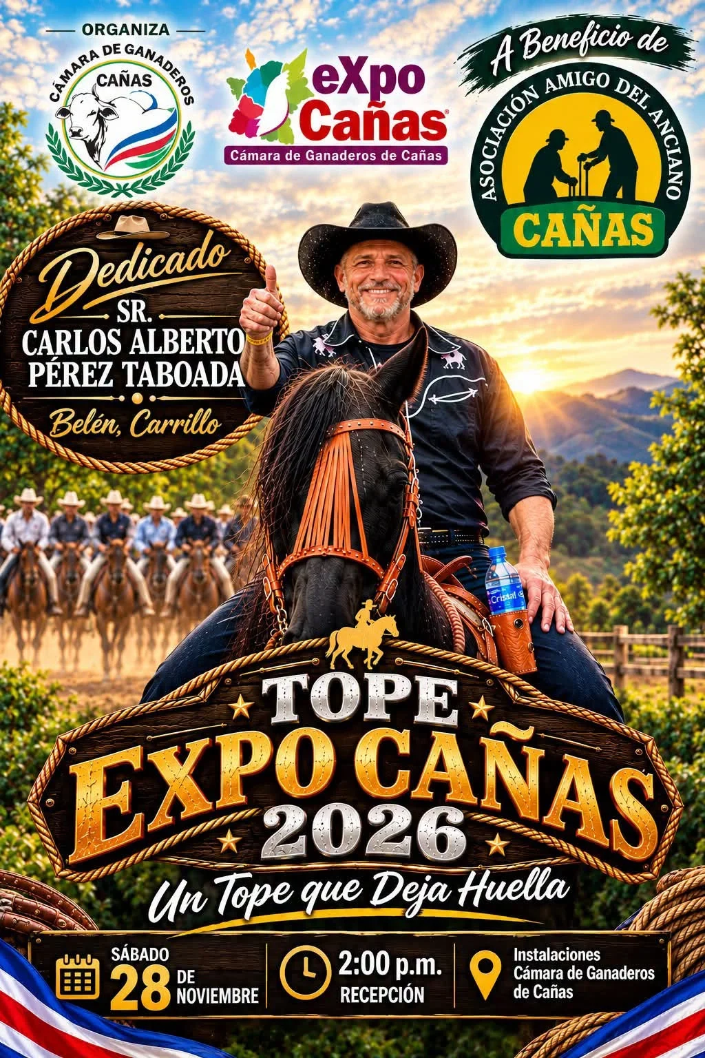 Evento familiar a beneficio de la Asociación Amigo del Anciano de Cañas con actividades tradicionales y tope.