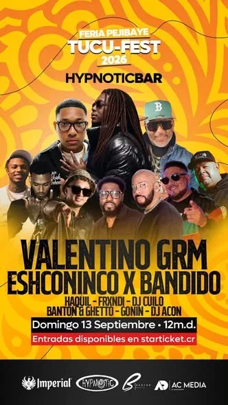 Concierto internacional en Hypnotic Bar con artistas como Valentino GRM y Eshconinco x Bandido el 13 de septiembre.