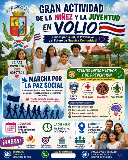 Volio celebra una jornada por la paz social con actividades recreativas y charlas preventivas para toda la familia.
