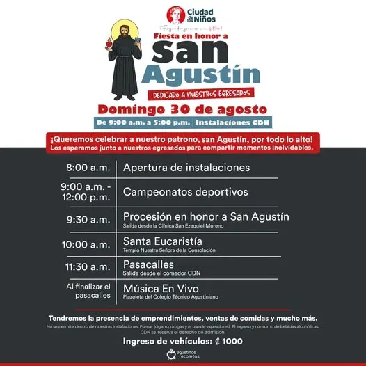 Celebra con nosotros a San Agustín en un día lleno de actividades para toda la comunidad.