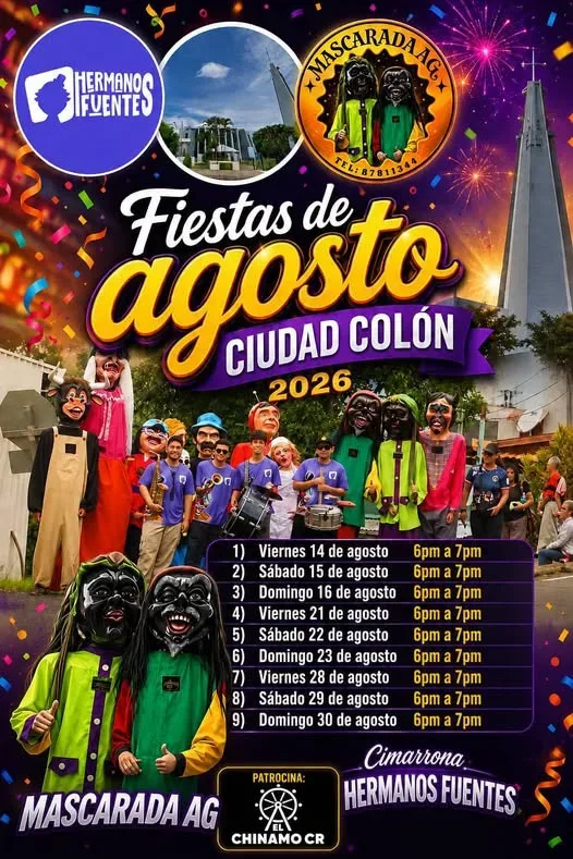 Celebra las Fiestas Agostinas con música y tradición en Ciudad Colón del 14 al 30 de agosto.