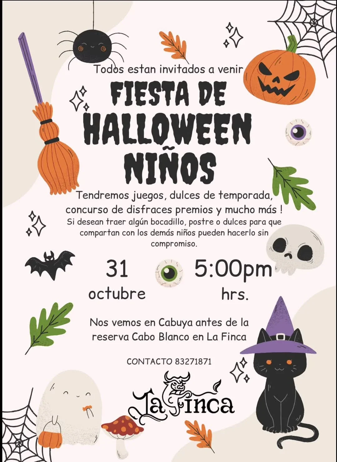 Evento infantil con juegos, concurso de disfraces y dulces en Cabuya, La Finca.