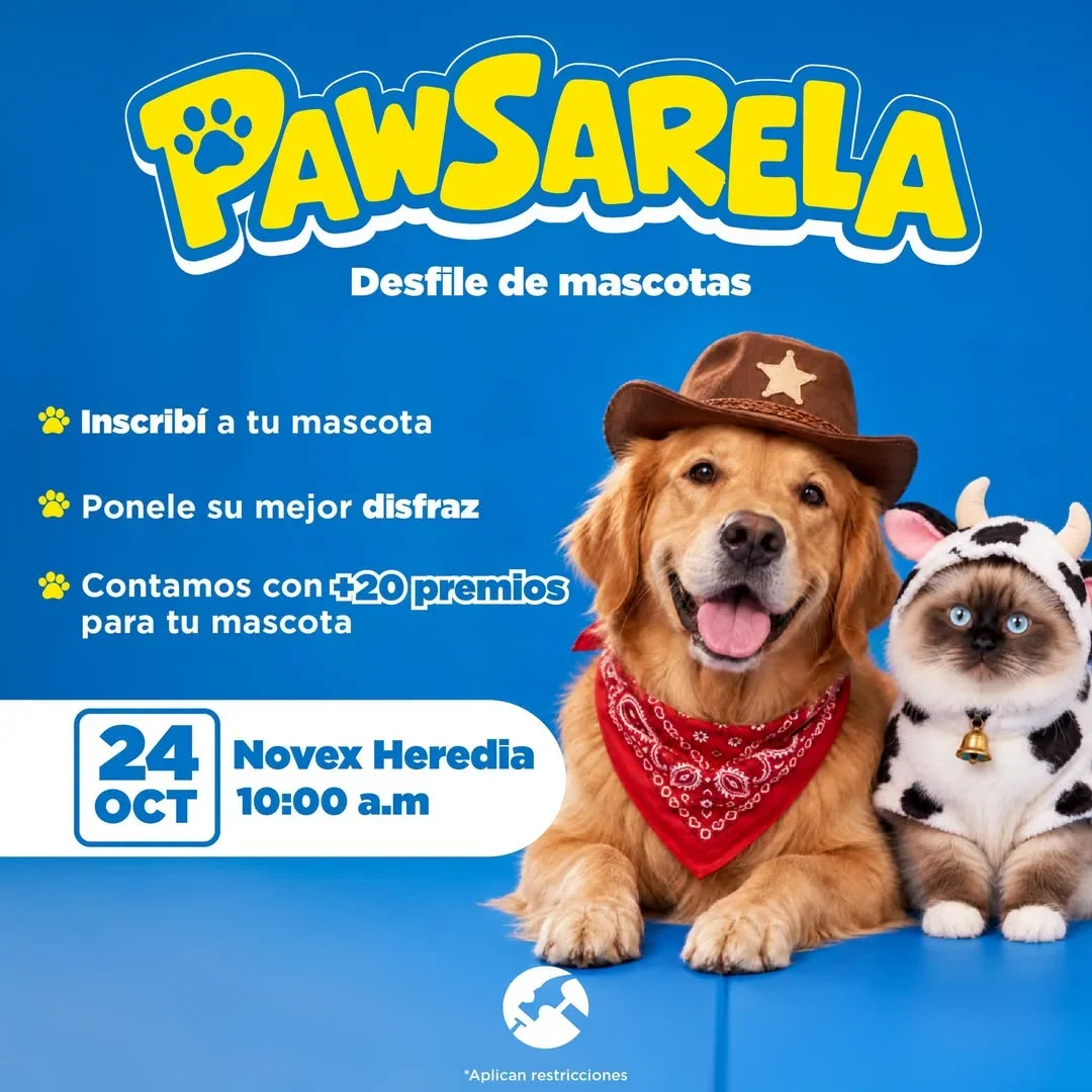Desfile de mascotas en Novex Heredia con concurso de disfraces y más de 20 premios para los participantes.