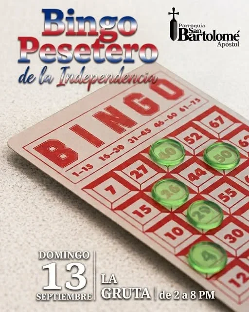 Evento familiar con bingo, comida y premios en La Gruta el 13 de septiembre.