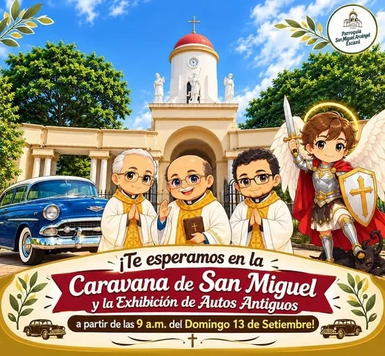 Evento religioso y exhibición de autos antiguos en San Miguel de Escazú el 13 de septiembre desde las 9 a.m.