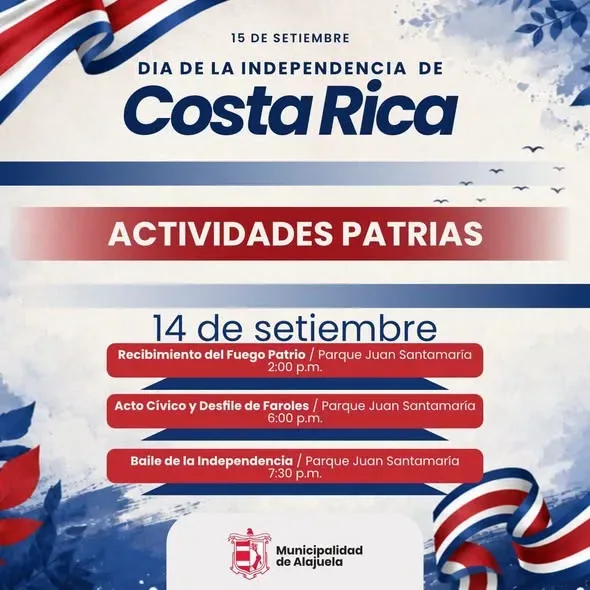 Alajuela celebra la Independencia de Costa Rica con actos cívicos en el Parque Juan Santamaría.