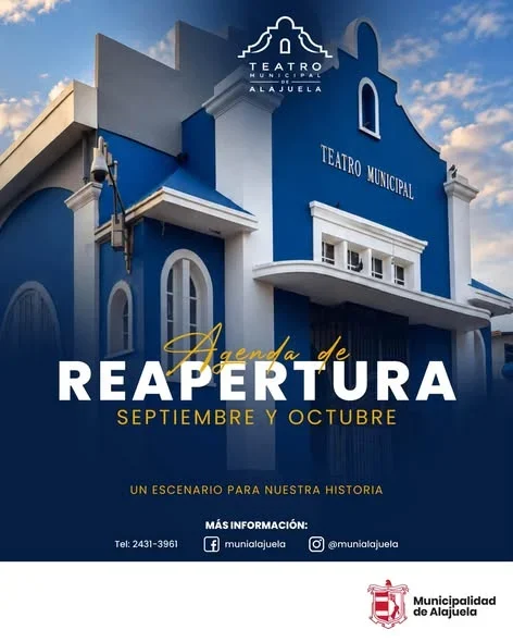 El Teatro Municipal de Alajuela reabre con una programación cultural que incluye teatro, música, danza y conciertos para diversos públicos.