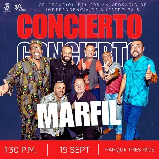 La Municipalidad de La Unión invita a un concierto con el Grupo Marfil para celebrar el 205 Aniversario de la Independencia.