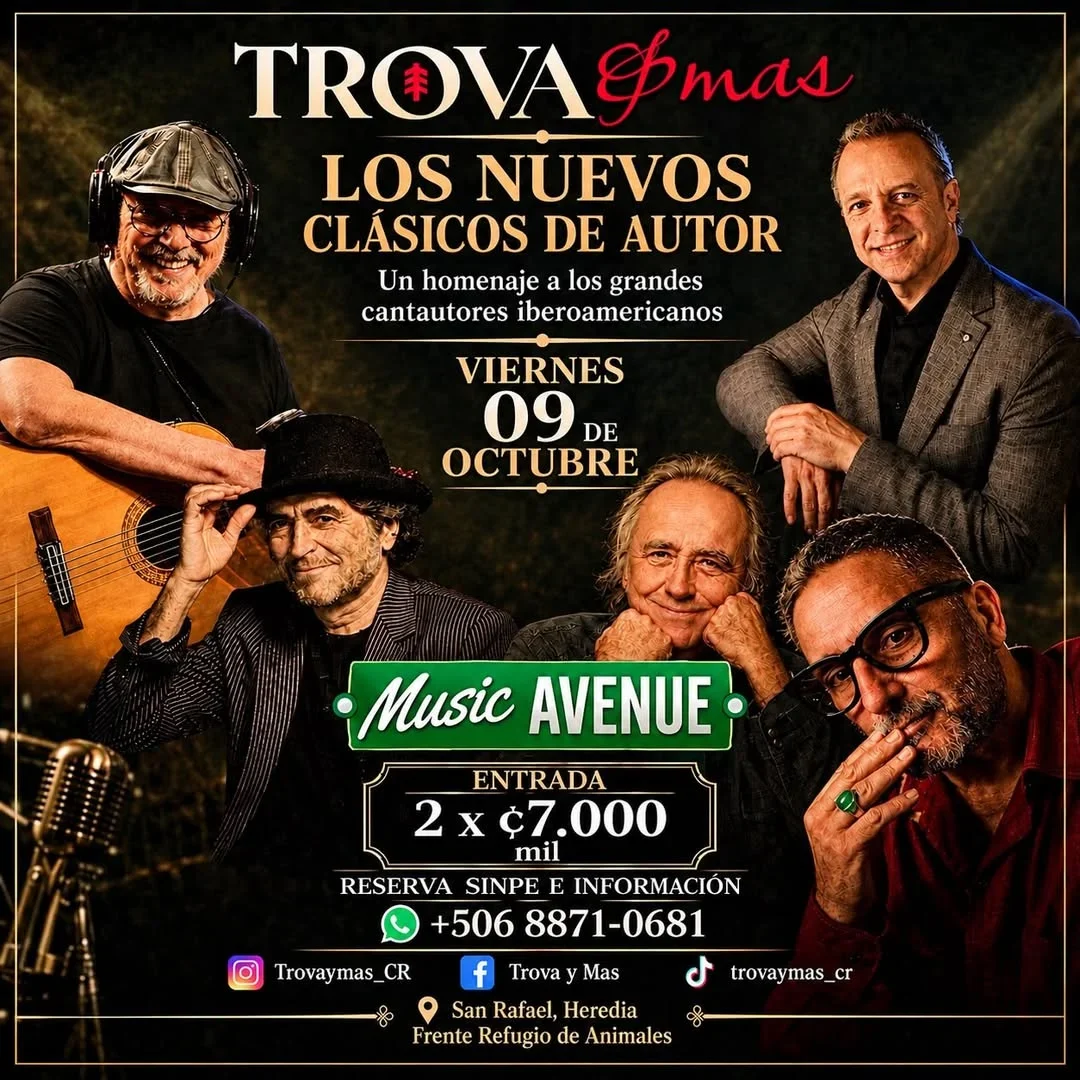 Concierto de trova pop y canción de autor iberoamericana en Restaurante Trova y Más, San Rafael de Heredia.